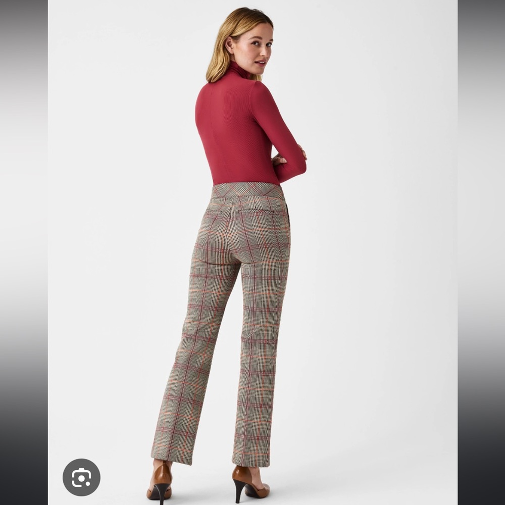 Spanx, Perfect Pant, Kick Flare, Orange Pop Plaid Jacquard
